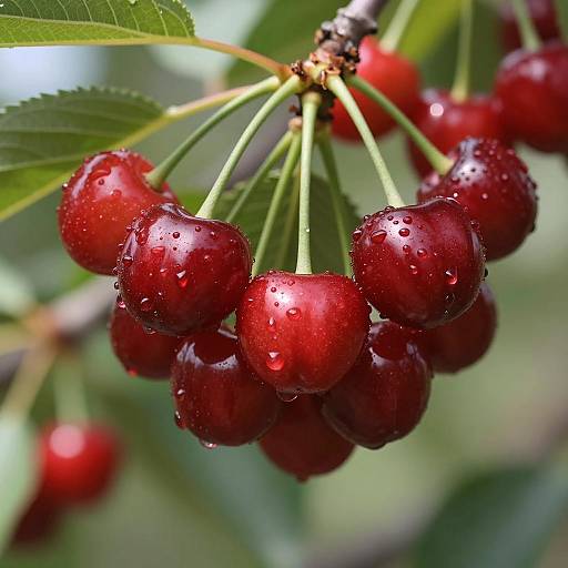 Glorious Red Cherries on a Branch
