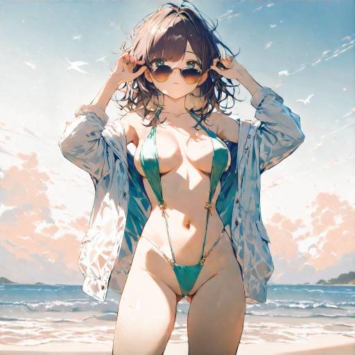 Girl in Slingshot Swimsuit at Sunset