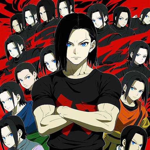 Illustration of Android 17, dragon ball in the style of Ichirugi