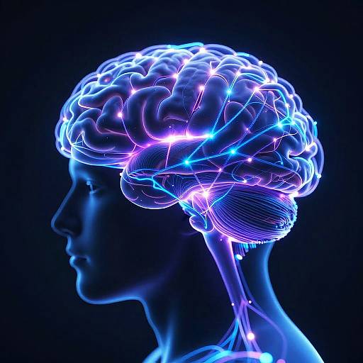 Abstract Brain with Vibrant Neural Pathways