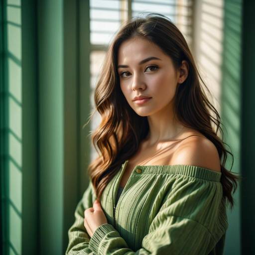 Portrait of Young Woman in Green Sweater