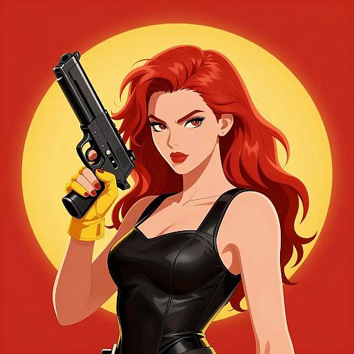 Powerful Woman with Gun and Sun