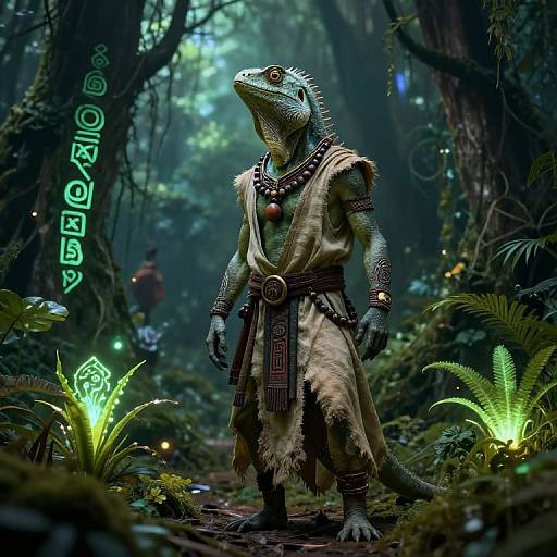 Druid Lizardfolk in Mystical Forest