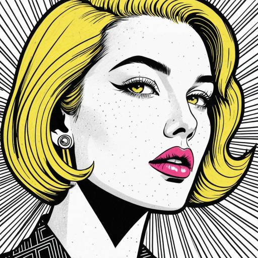 Pop Art Style Sketched Woman with Yellow Hair