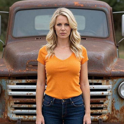 Blonde Woman by Rusty Vintage Truck