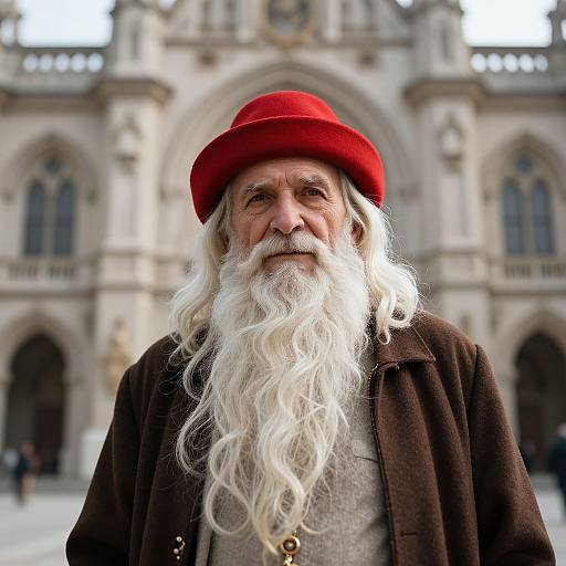 Wise Old Man with Red Hat