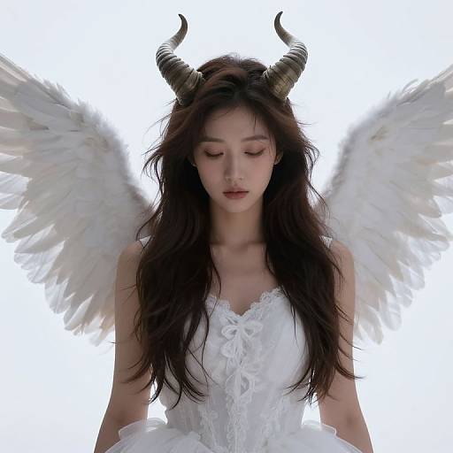 Female Angel with Wings and Horns