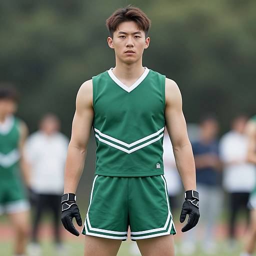 Muscular Male Cheerleader in Sportswear