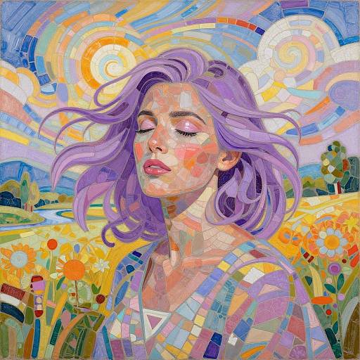 Vibrant Mosaic Portrait in Nature