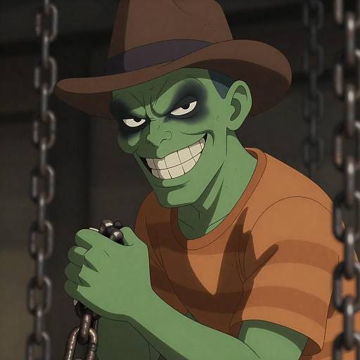 Grinning Green Humanoid with Chains