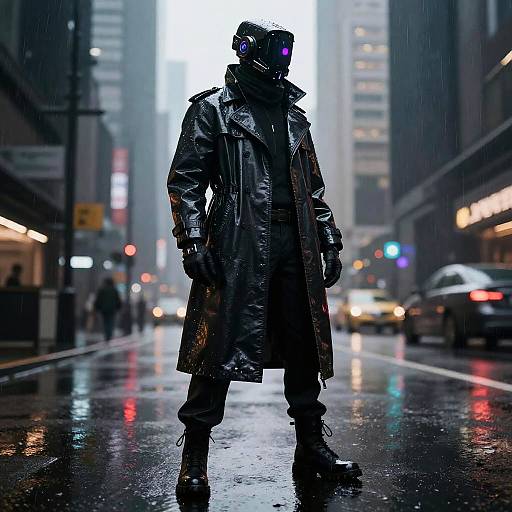 Cyberpunk PVC Trench Coat Scene