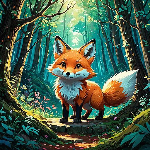 Mystical Fox in Enchanted Forest