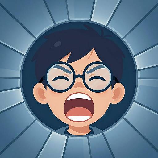 Intense Angry Boy in Circular Tunnel