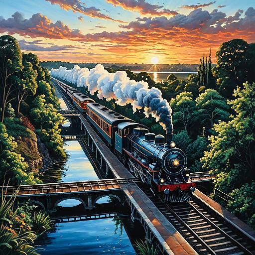 Historic Train Junction in Vibrant Oil