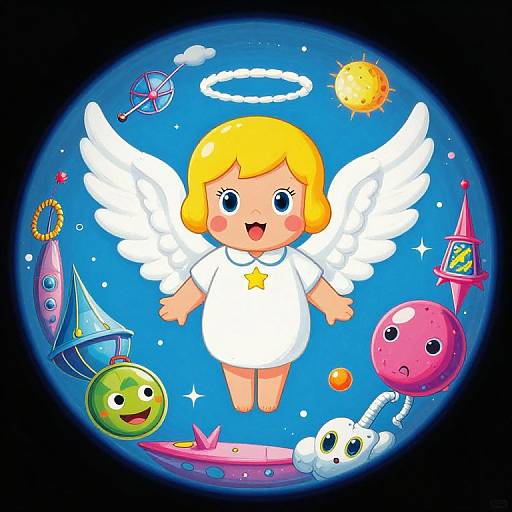 1980s Sci-Fi Cartoon Angel Poster