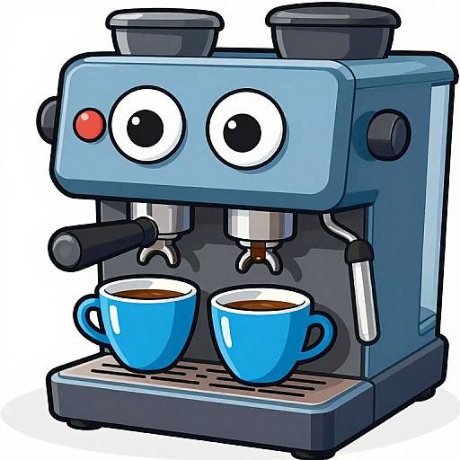 Friendly Cartoon Coffee Machine Character