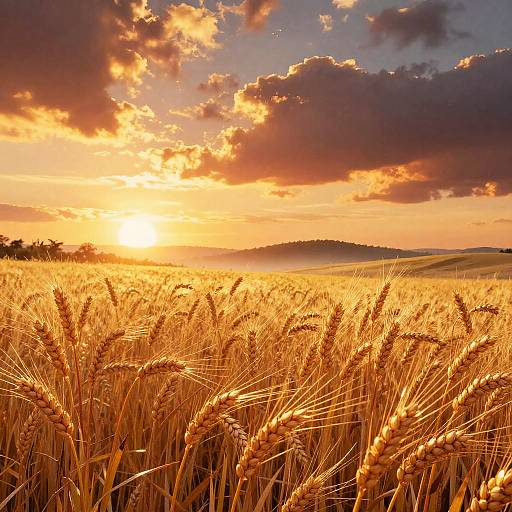 Golden Wheat Fantasy Sunset Landscape