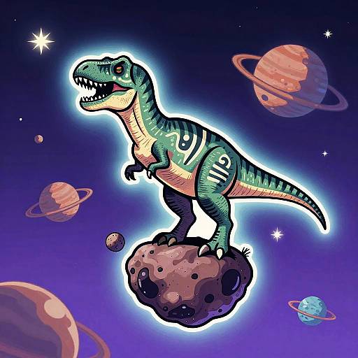 Velociraptor Space Tattoo Illustration