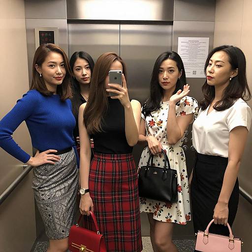 Five Women in an Elevator Scene
