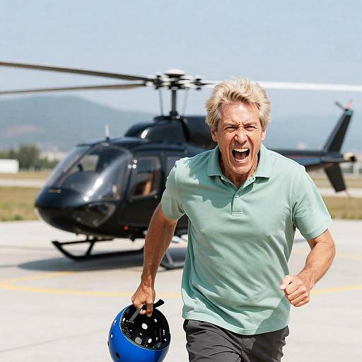 Dynamic Action Shot of a Yelling Man