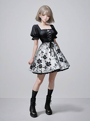 Contemporary Casual Dress with Combat Boots