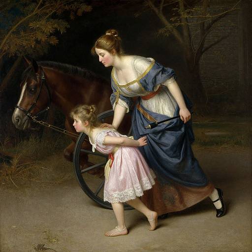 Woman and Child Driving Painting