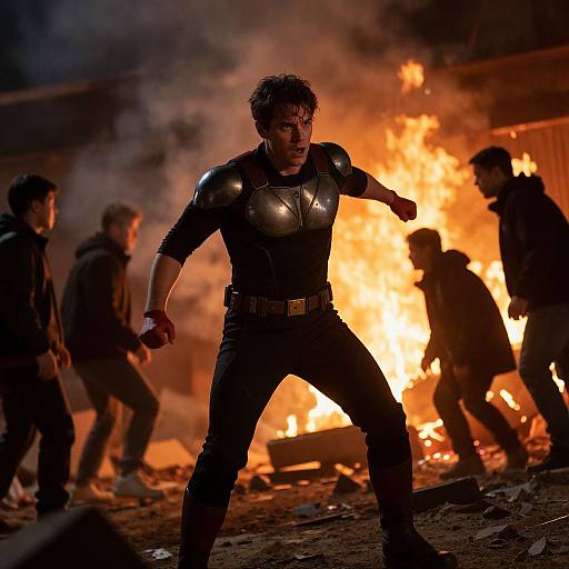 Heroic Rescue Amidst Night Flames