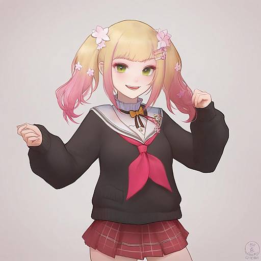 Illustration of Momosuzu nene (casual), hololive in the style of Nat the lich