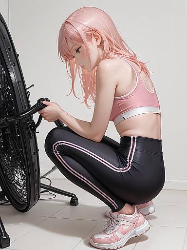 Woman in Activewear Adjusting Fan