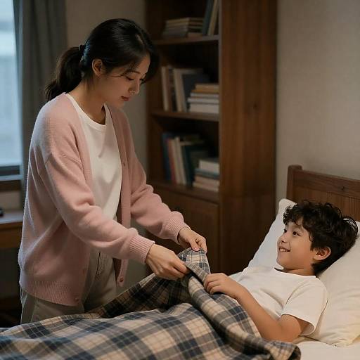 Warm Moment Between Mother and Son