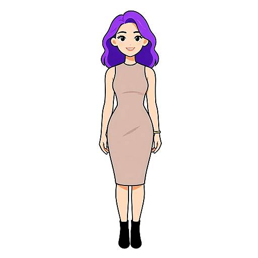 Minimalist Smiling Woman in Taupe Dress