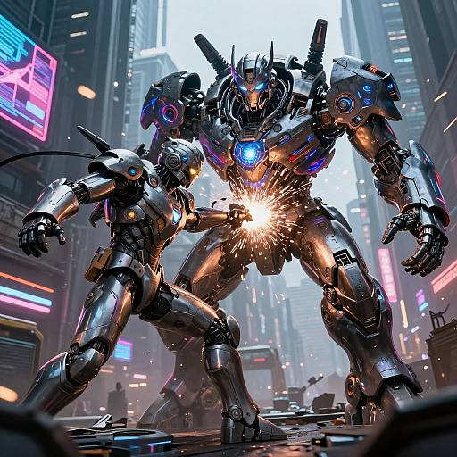 AI Superhero vs Mechanical Monster