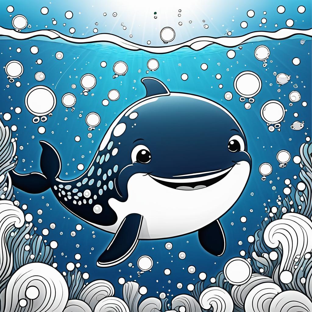 Adorable Whale Coloring Page Design