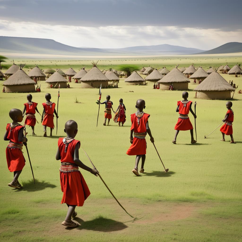 Vibrant Maasai Village on African Savanna