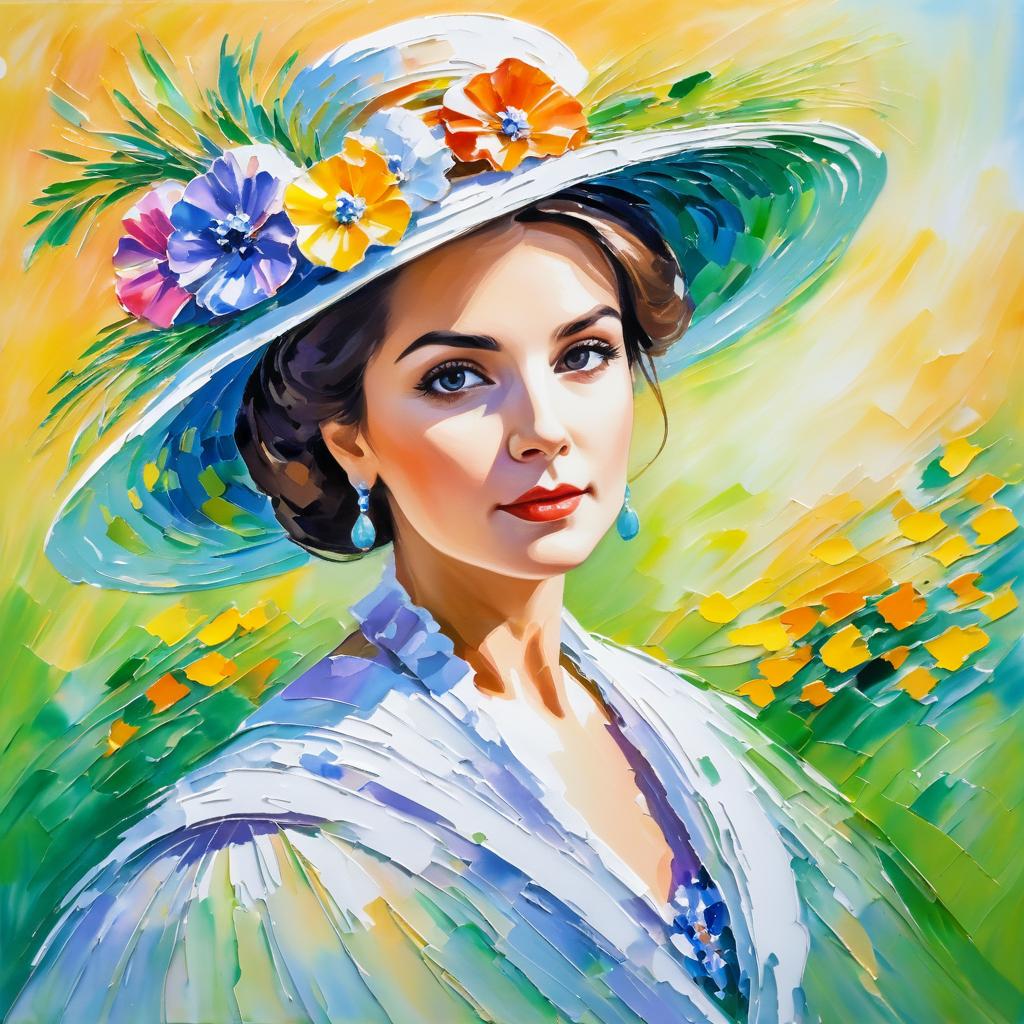 Elegant Lady in Monet's Colorful Style