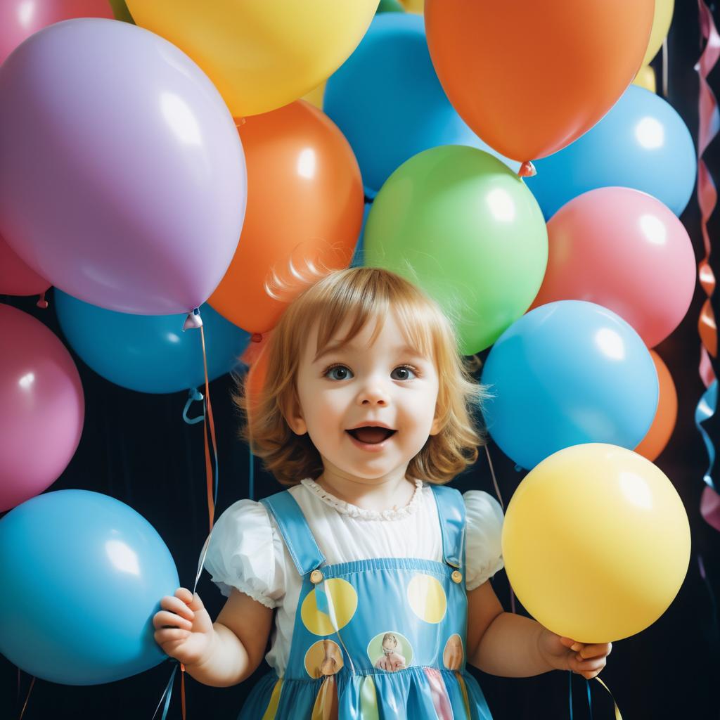 Joyful Toddler Portrait with Balloons