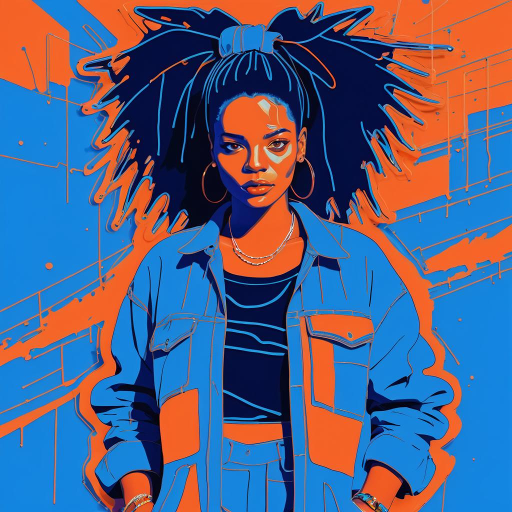 Bold Woman in Basquiat Style Art