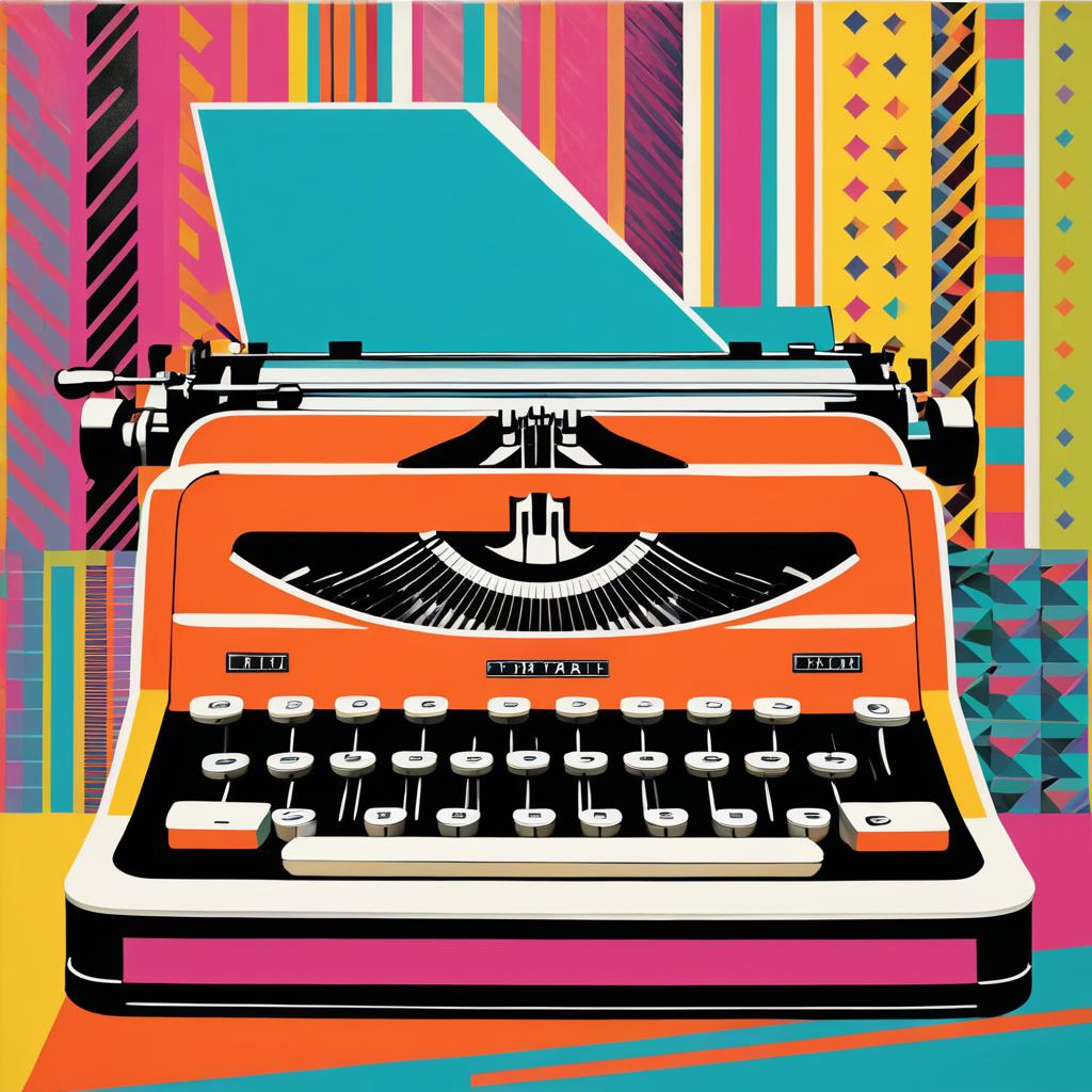 Vintage Typewriter in Warhol's Bold Style