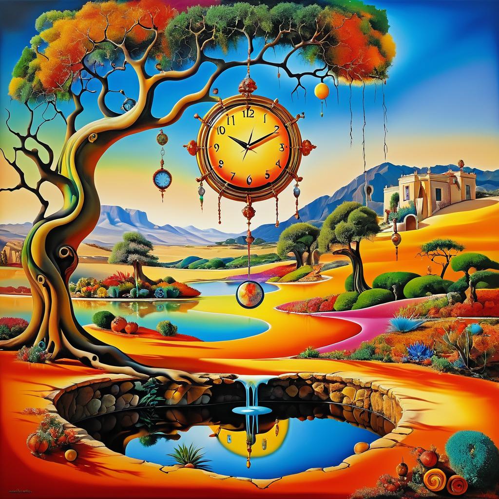 Surreal Dreamscape with Melting Clock