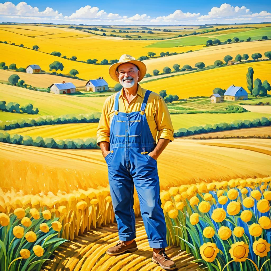 Cheerful Farmer in Golden Fields