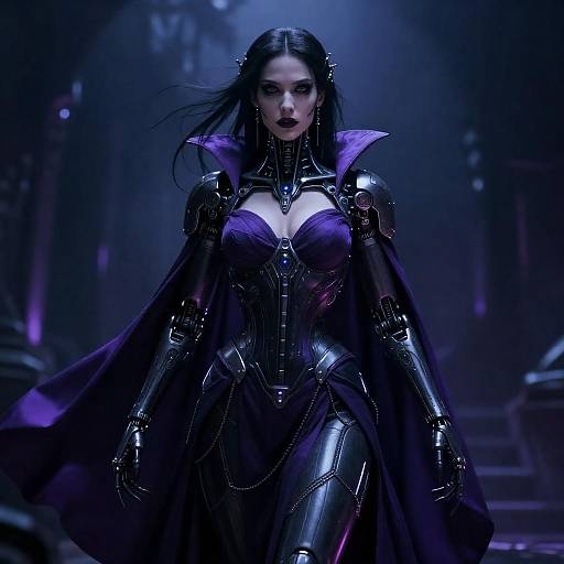 Gothic Futuristic Cybernetic Seductress in Shadows