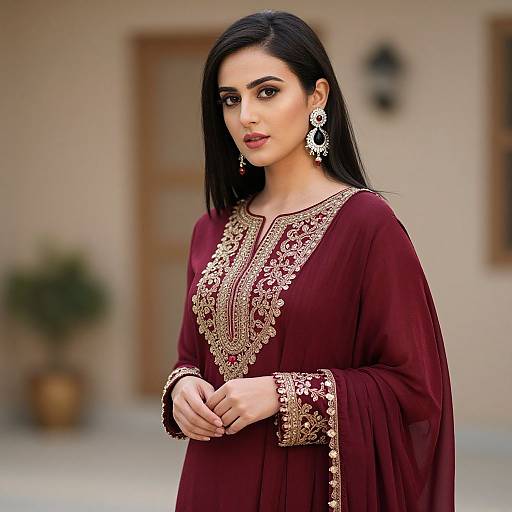 Elegant Pakistani Suit with Jewelry