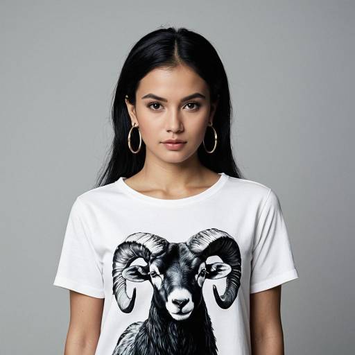 Woman Wearing Ram Graphic T-Shirt