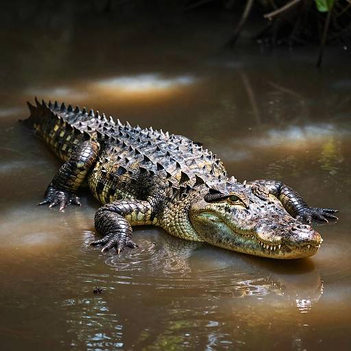 Imposing Saltwater Crocodile in Mangrove