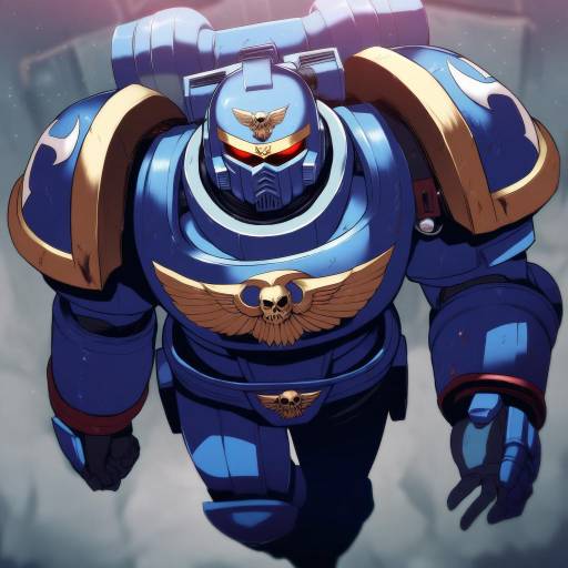 Illustration of Adeptus astartes, warhammer 40k in the style of Kuresento