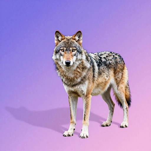 Full-Body Wolf Against Purple-Pink Gradient