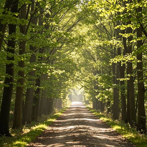 Sun-Drenched Symmetrical Forest Path