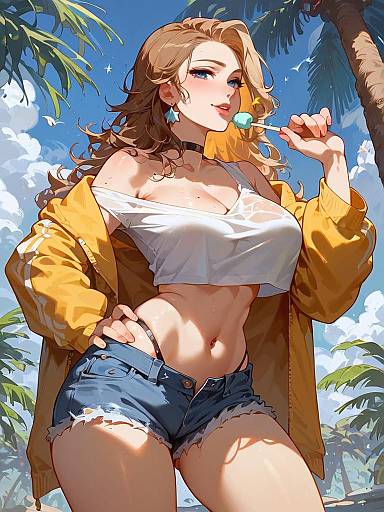 Fashionable Woman in Summer Street Style