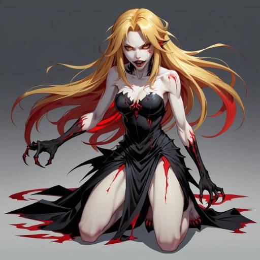 Pale Undead Monster Girl in Black Dress Pale Undead Monster Girl in Black Dress