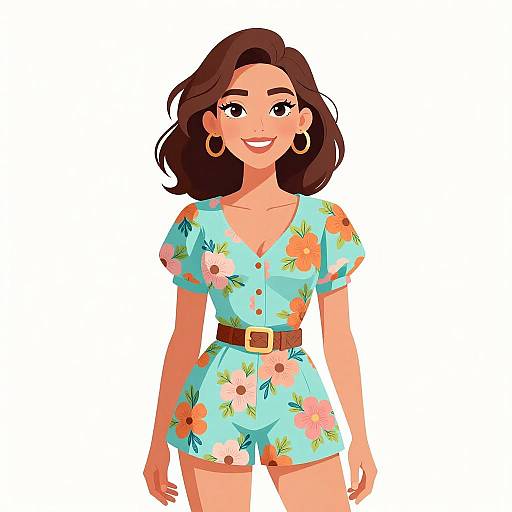 Vintage Floral Romper Woman Portrait